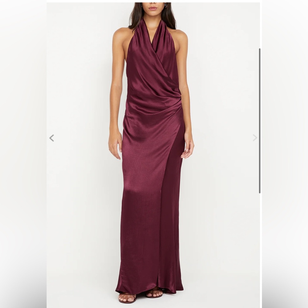 Bec & Bridge Deep Wine Halter Maxi Dress